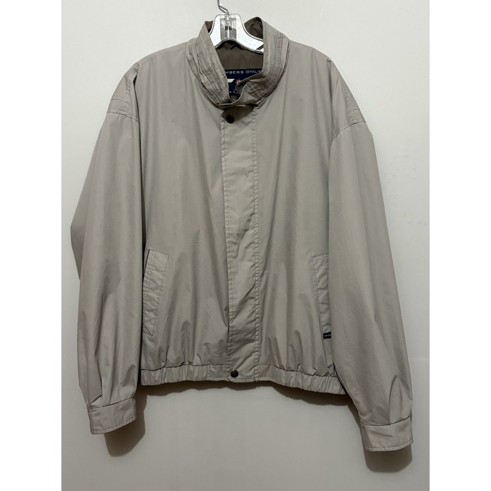 Members Only Jacket Mens‎ Sz XL Beige Mariner Bomber Full Zip Lined Collared
